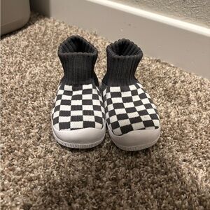 Black and White Checkered Sock-Style Sneakers